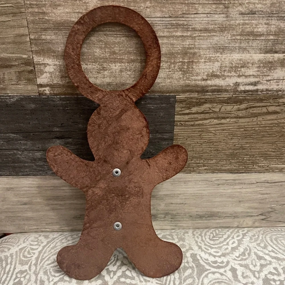 Christmas Gingerbread Man Leather‎ Door Hanger Bells Holiday Decoration